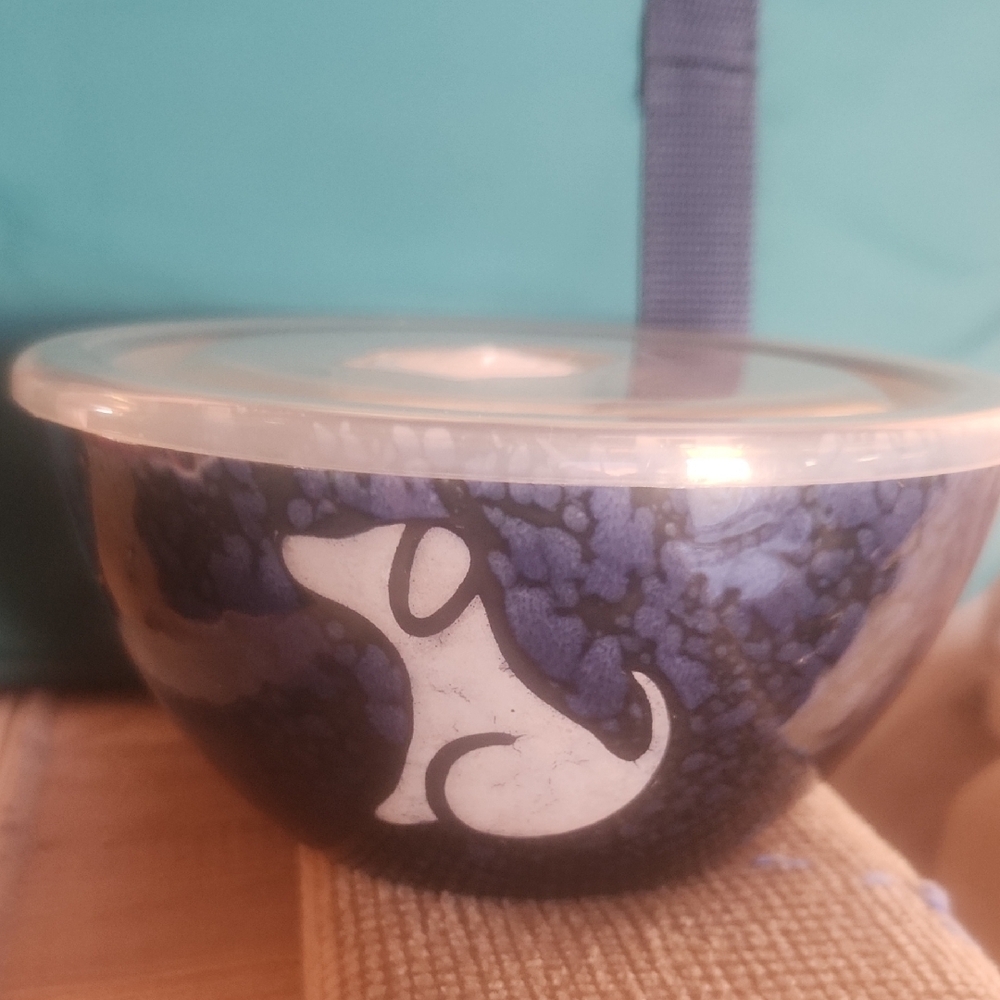 Blue and Black Dog Design Bowl